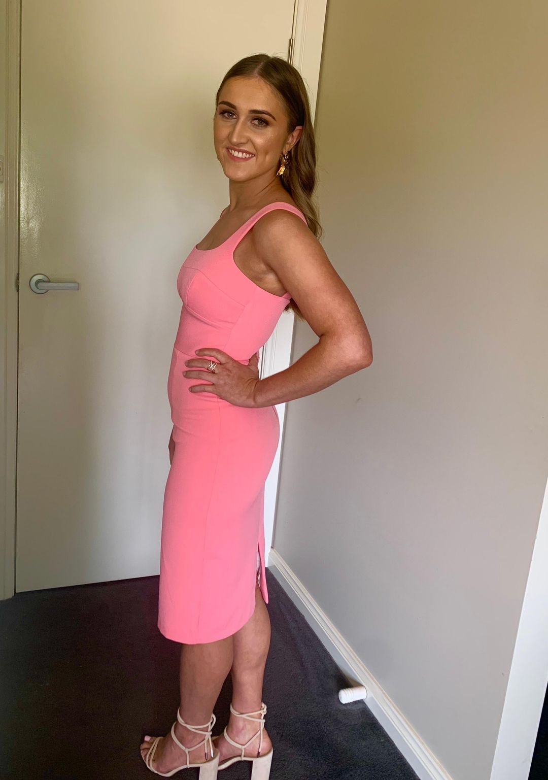 By Johnny Panelled Bust Midi Dress Pink Size 8 for rent on The Volte - main image