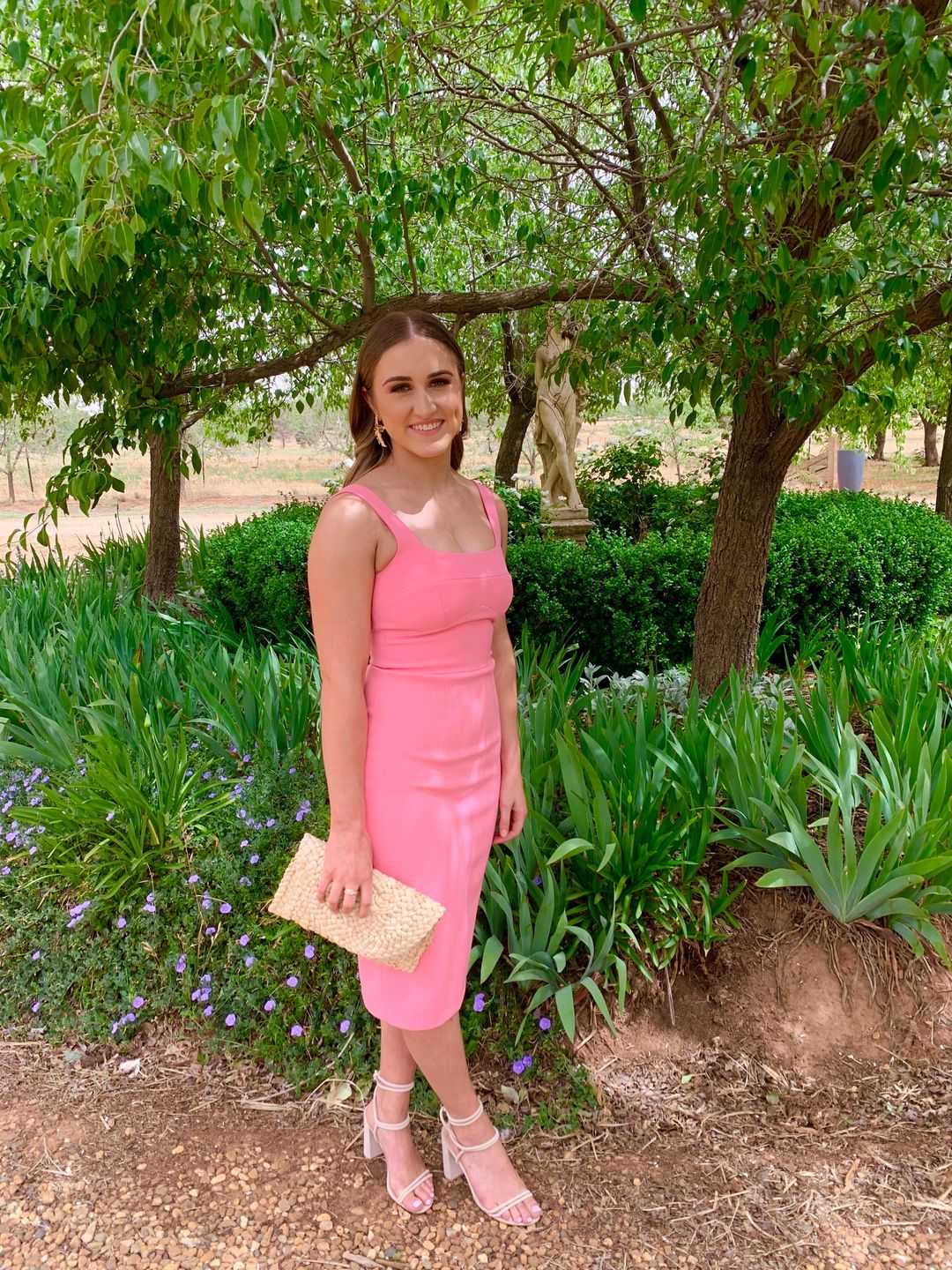 By Johnny Panelled Bust Midi Dress Pink Size 8 for rent on The Volte - main image