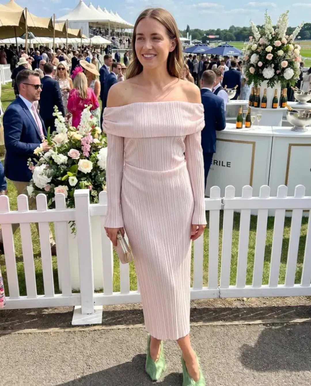 Camilla and Marc Shaw Off Shoulder Dress in Ice Pink Size AU8 for rent on The Volte - main image