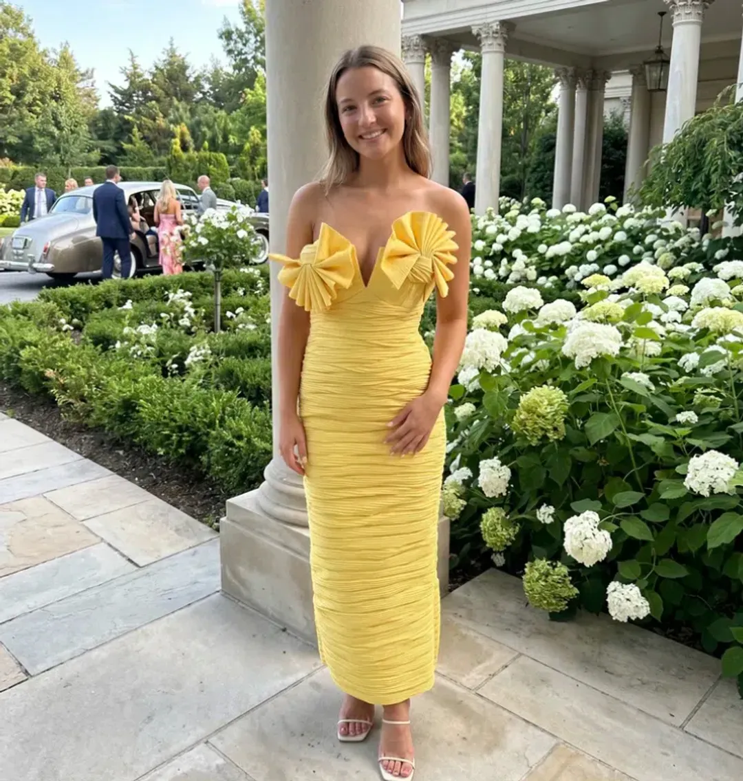 Rachel Gilbert Jensen Midi Dress Yellow Size 0/AU 6 for rent on The Volte - main image