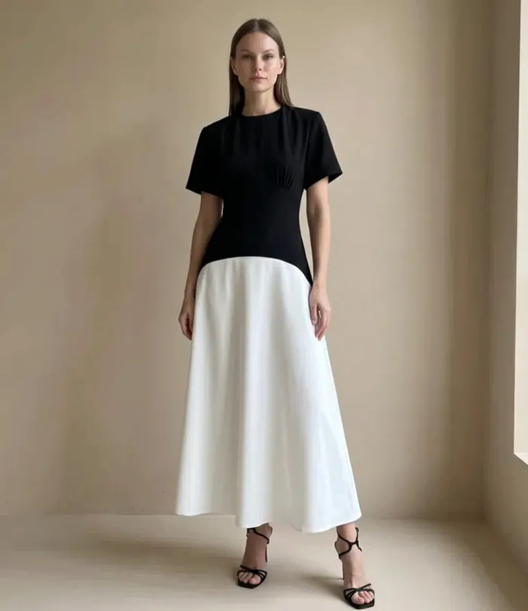 Rachel Gilbert Dover Midi Dress Black/White Size 2/AU 10 for rent on The Volte - main image