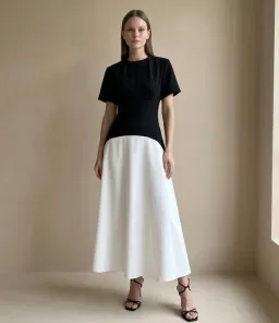 Rachel Gilbert Dover Midi Dress Black/White Size 2/AU 10 for rent on The Volte - image 1