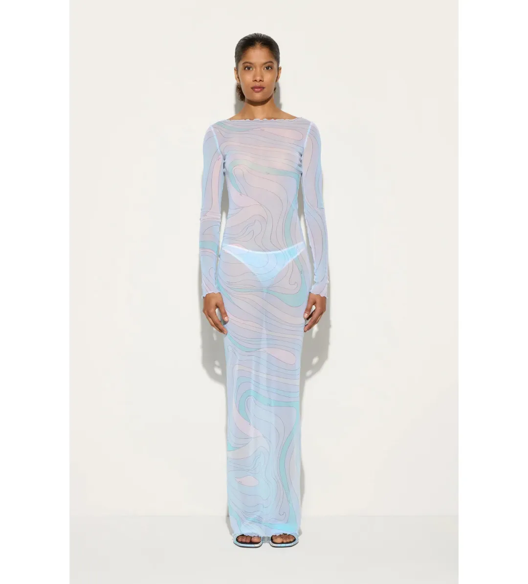 Pucci Marmo Print Tulle Long Dress Size 6 for rent on The Volte - main image