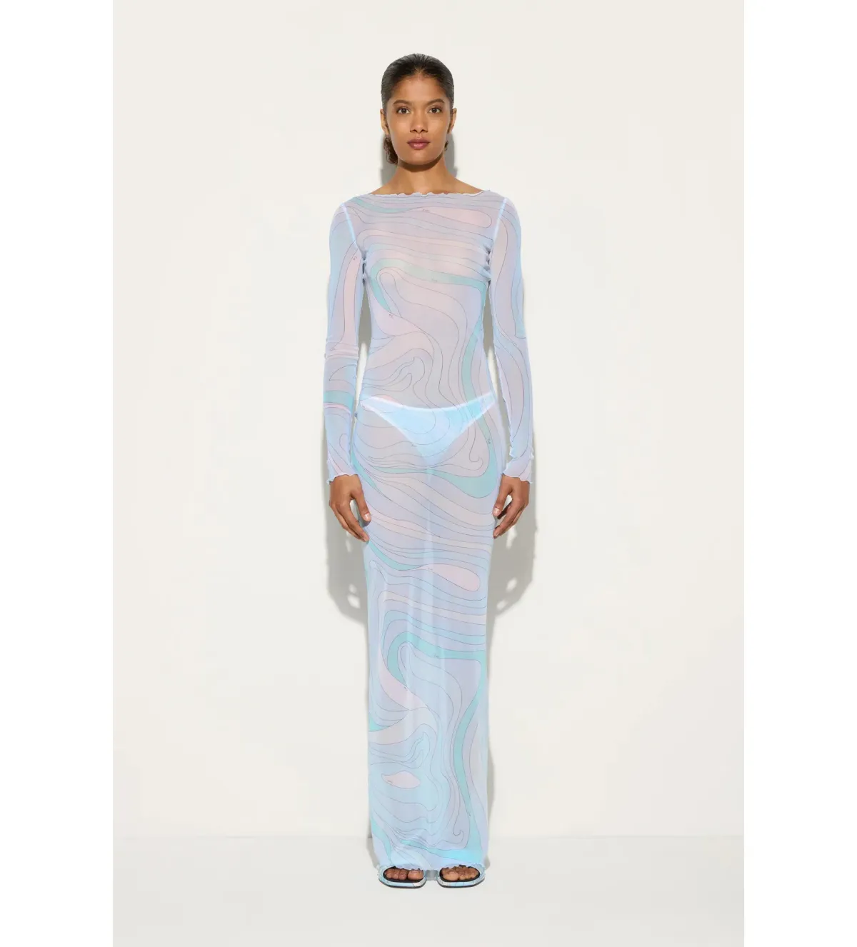 Pucci Marmo Print Tulle Long Dress Size 6 for rent on The Volte - main image