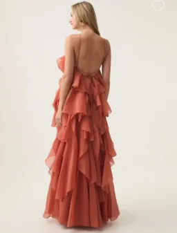 Aje Pandorea Layered Maxi Dress Coral Clay Size AU 10 for rent on The Volte - image 4