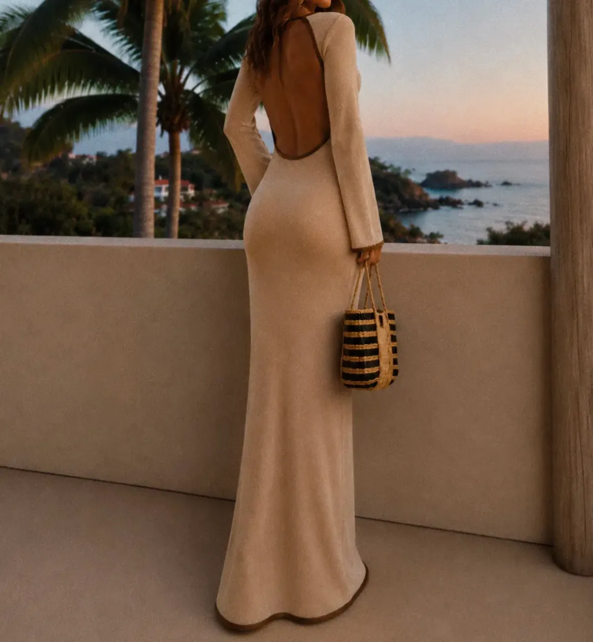 Asta Resort Fiona Keyhole Shimmer Maxi Knit Dress Size L - Image 2
