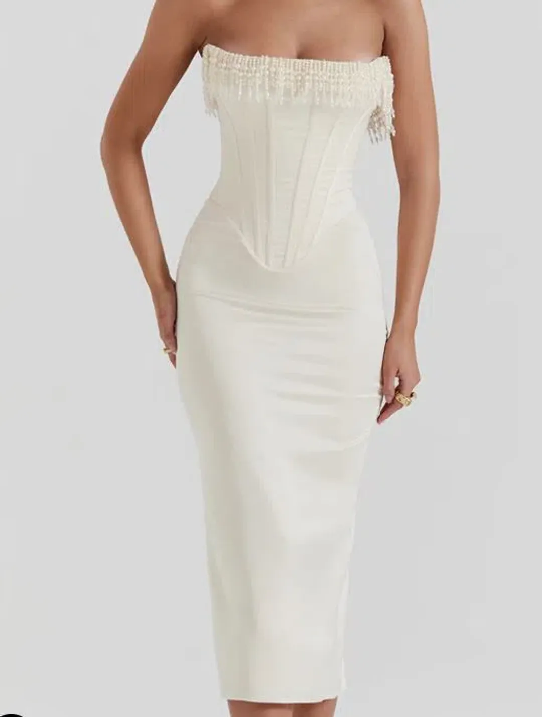 House of CB Nalita Champagne Midi Dress Size XS for rent on The Volte - main image