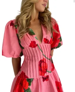 By Nicola– Neve Mini Dress in Raspberry Bloom- Size 8 for rent on The Volte - image 3
