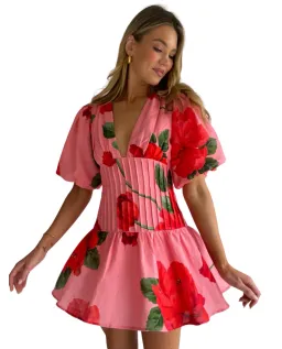 By Nicola– Neve Mini Dress in Raspberry Bloom- Size 8 for rent on The Volte - image 1