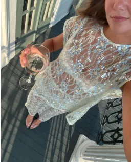 VRG GRL DEVYN SEQUIN TOP/MIDI SKIRT WHITE for rent on The Volte - image 1
