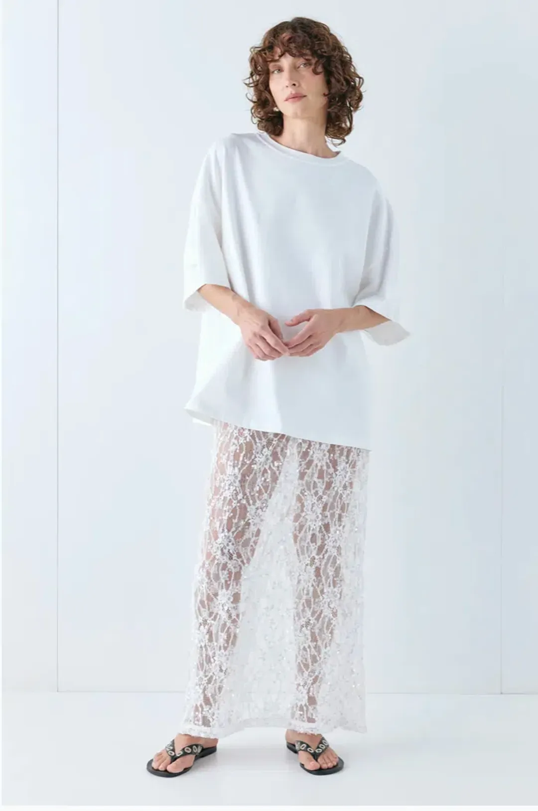 VRG GRL DEVYN SEQUIN TOP/MIDI SKIRT WHITE for rent on The Volte - main image