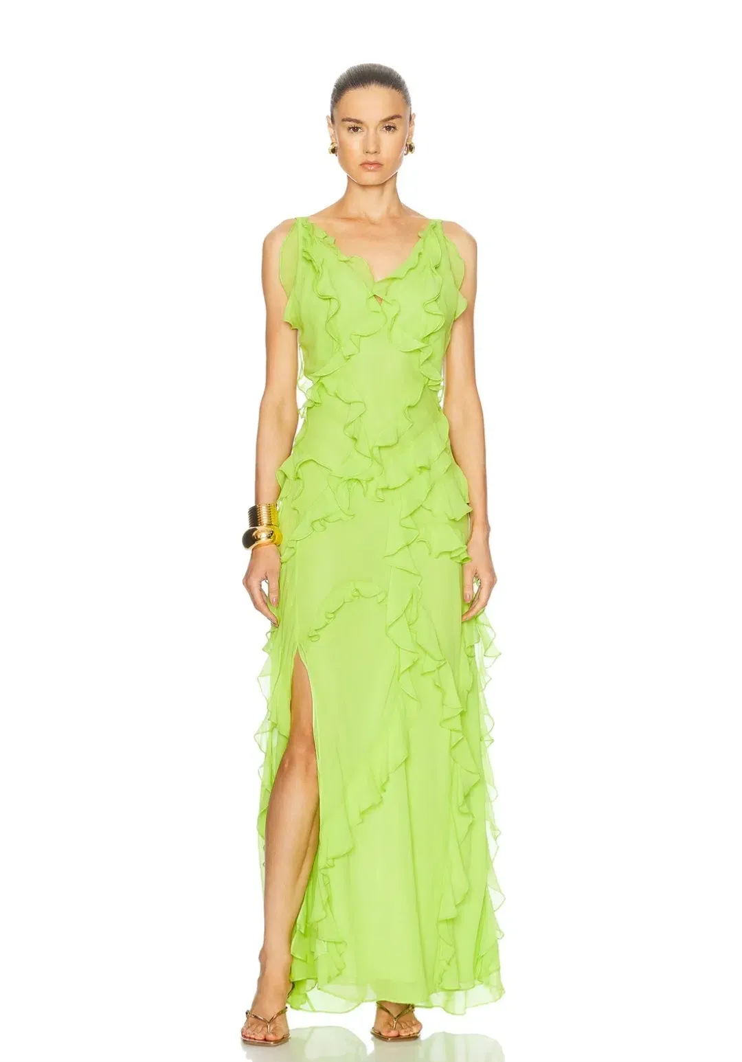 Rachel Gilbert Cedar Gown Lime Green 1/AU8 for rent on The Volte - main image