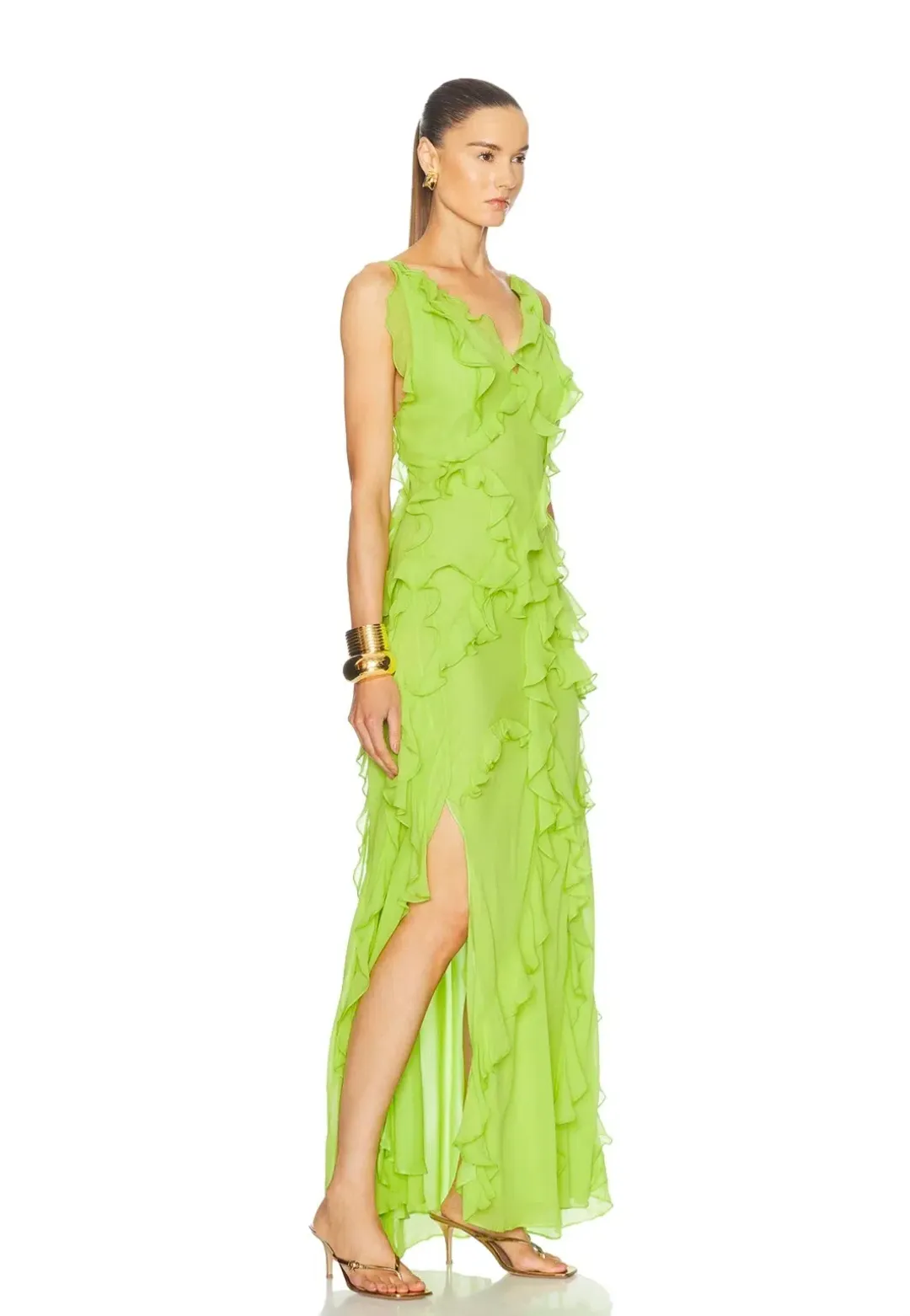 Rachel Gilbert Cedar Gown Lime Green 1/AU8 for rent on The Volte - main image