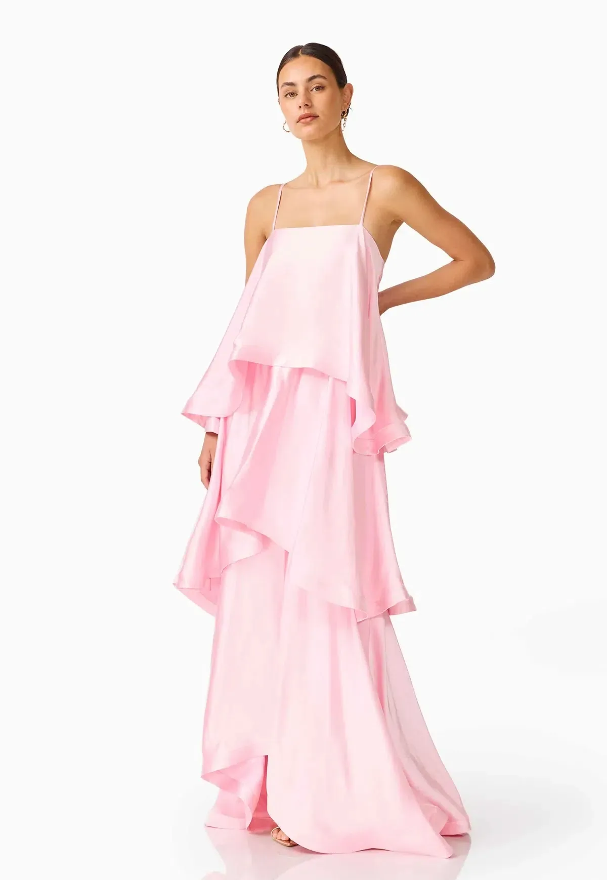 Elliatt Tilly Tiered Maxi Dress in Pale Pink Size Small - Image 1