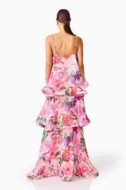 Elliatt Armani Tiered Maxi Dress in Pink Floral, Size L (12-14) for rent on The Volte - image 4