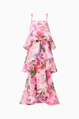 Elliatt Armani Tiered Maxi Dress in Pink Floral, Size L (12-14) for rent on The Volte - image 6