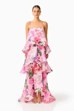 Elliatt Armani Tiered Maxi Dress in Pink Floral, Size L (12-14) for rent on The Volte - image 2