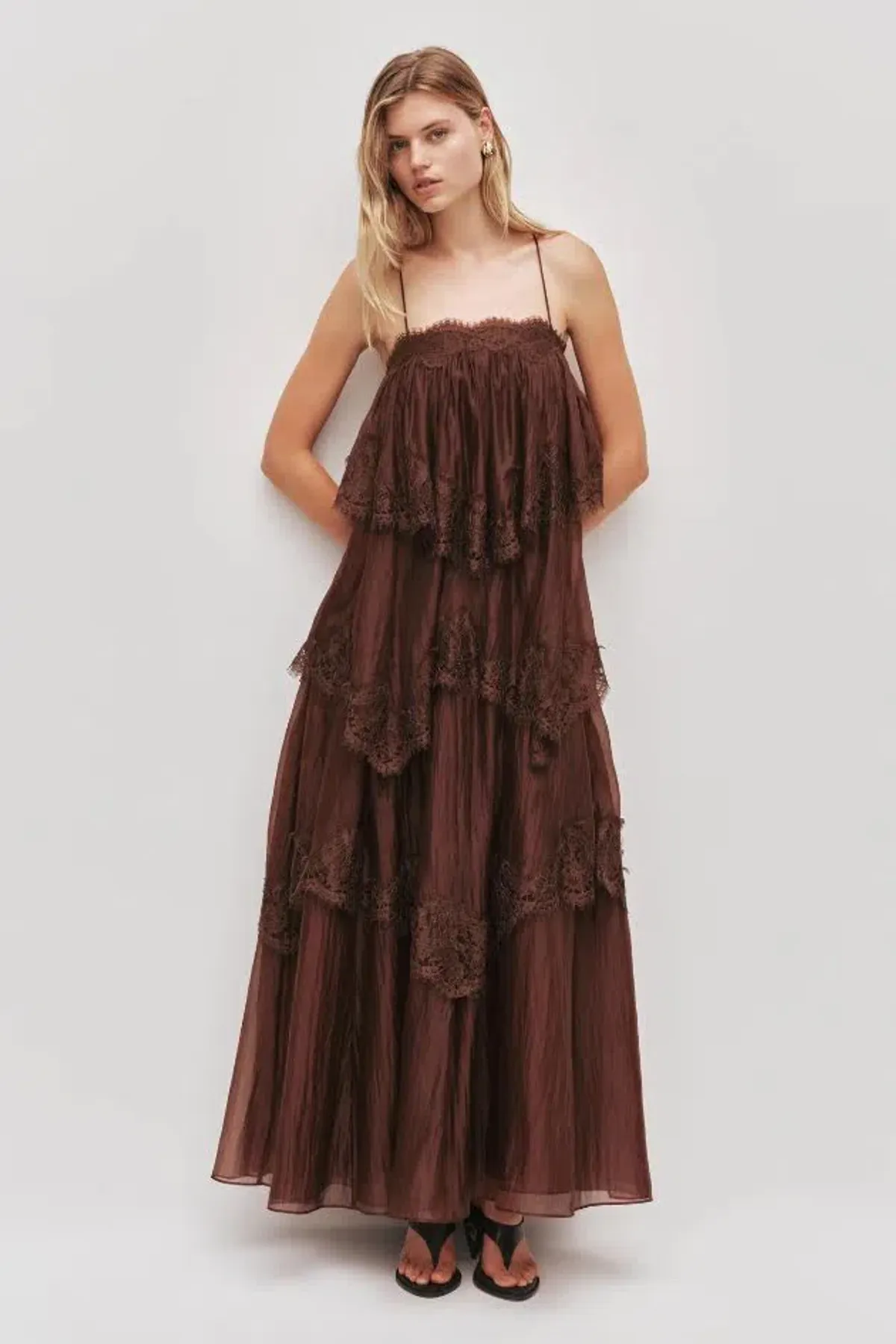 🤎 Aje Ophelia Lace Gown in Chocolate Brown - Size 8 AU - Tiered Layered Maxi Dress 🤎 - Image 6