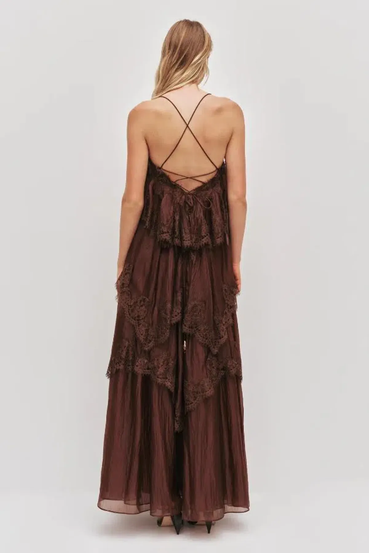 🤎 Aje Ophelia Lace Gown in Chocolate Brown - Size 8 AU - Tiered Layered Maxi Dress 🤎 - Image 2