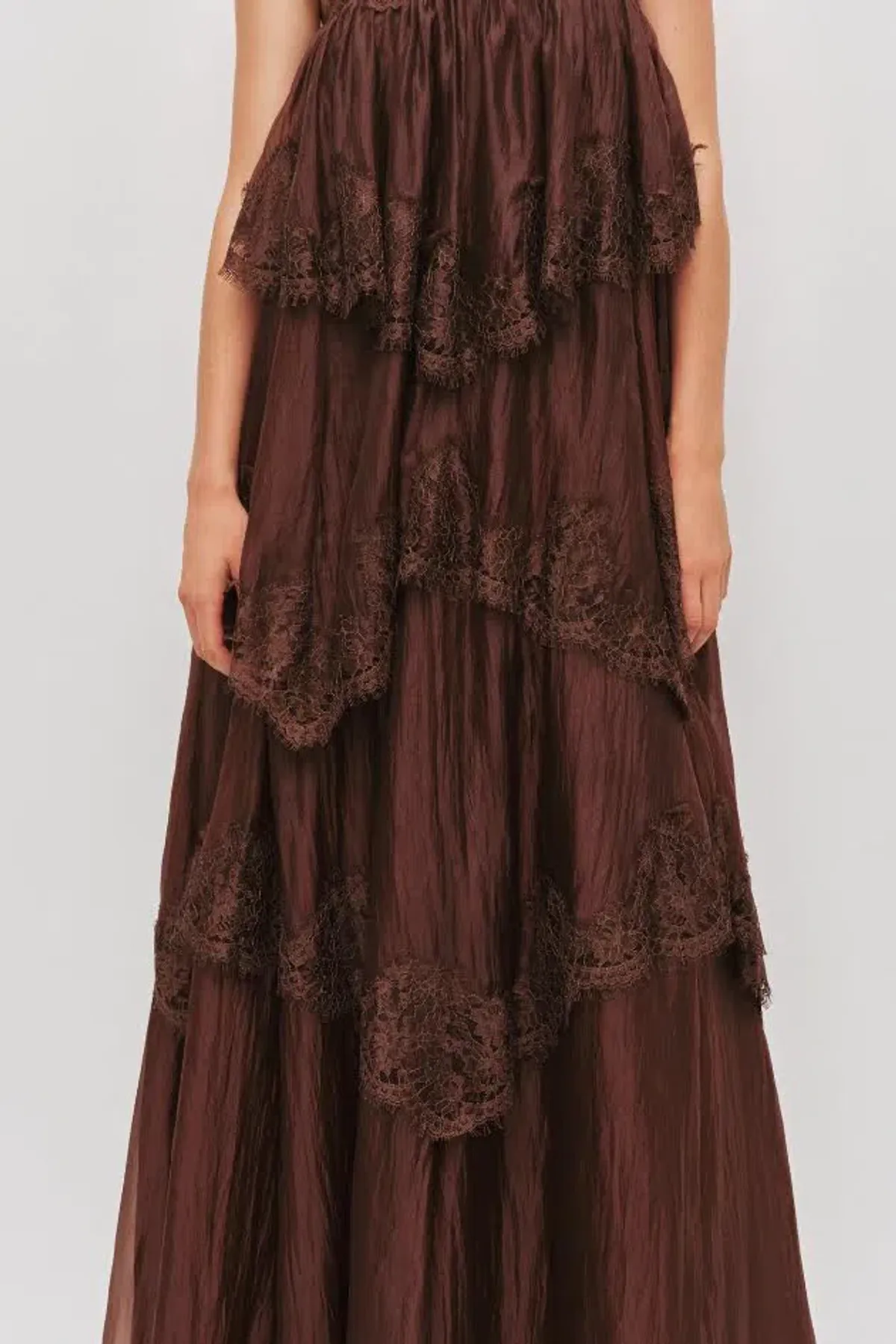 🤎 Aje Ophelia Lace Gown in Chocolate Brown - Size 8 AU - Tiered Layered Maxi Dress 🤎 - Image 3