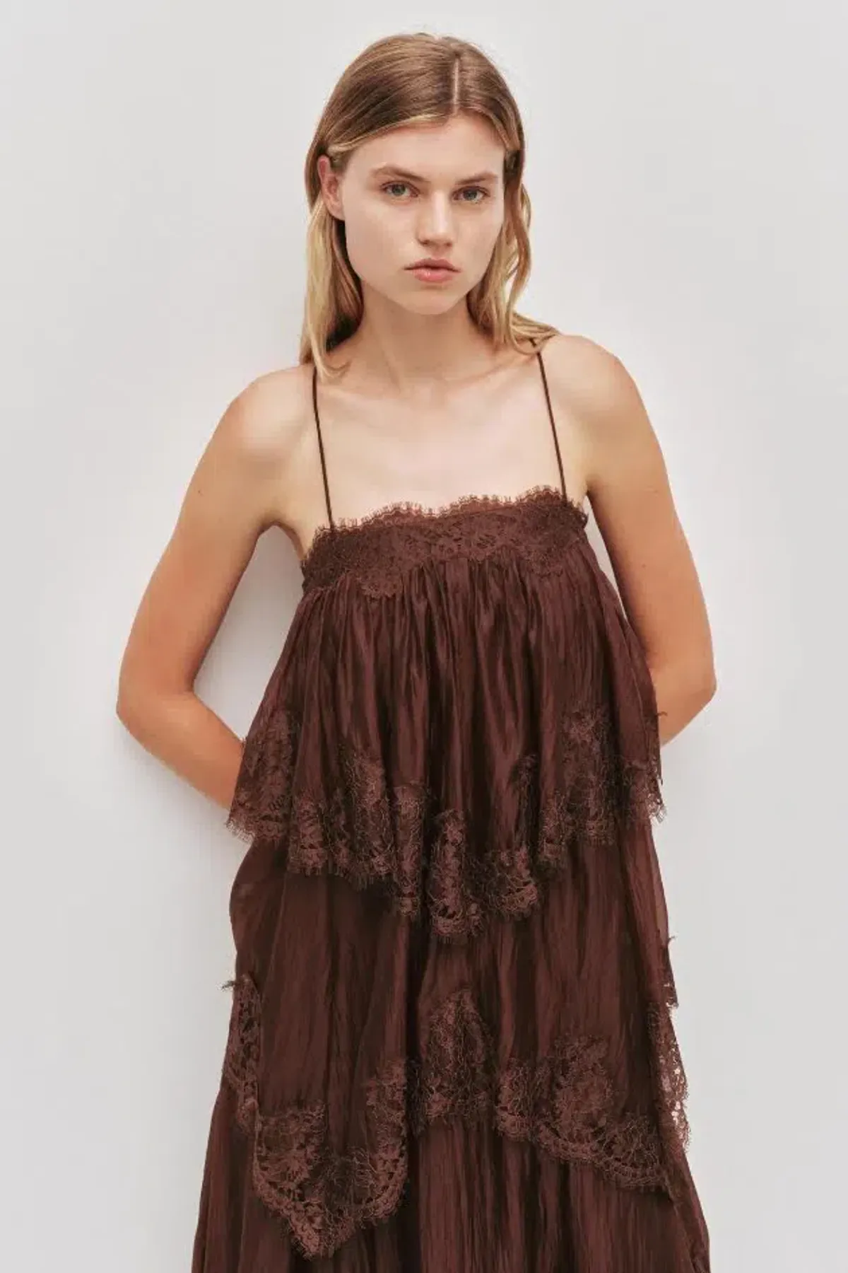🤎 Aje Ophelia Lace Gown in Chocolate Brown - Size 8 AU - Tiered Layered Maxi Dress 🤎 - Image 7