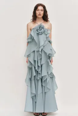 Aje Pandorea layered maxi dress duck egg size 12 for rent on The Volte - image 1