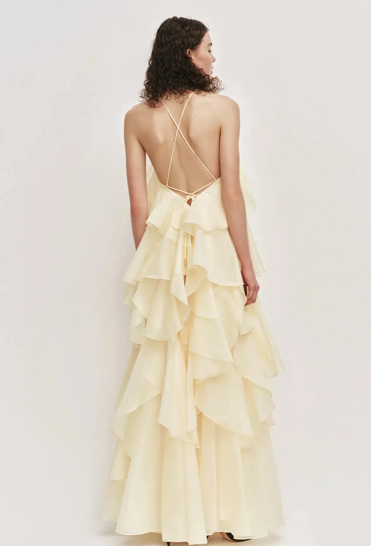 Aje Pandorea layered maxi dress butter yellow size 10 - Image 2