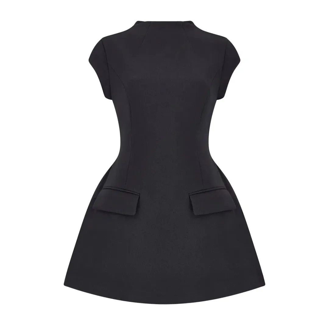 Odd Muse- The Ultimate Muse Cap Sleeve Mini Dress- Black- Size XL for rent on The Volte - main image