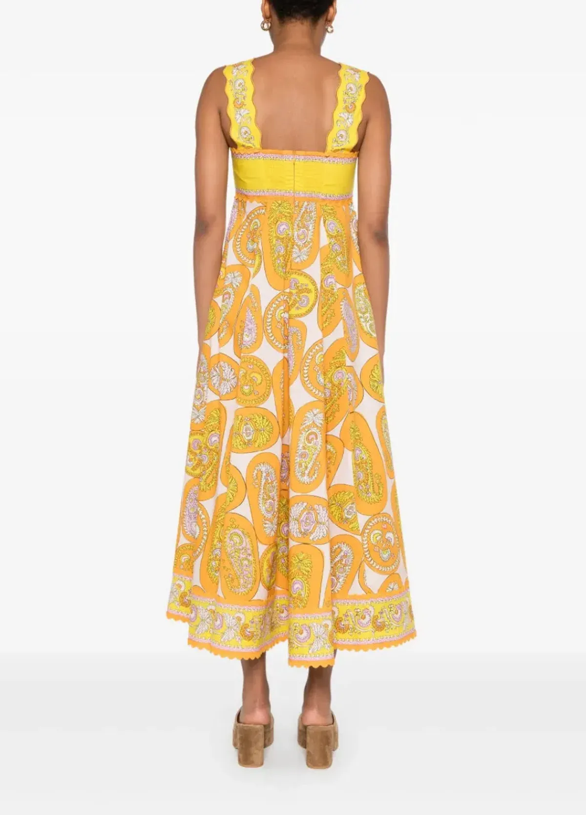 ALEMAIS- Diana Midi Dress-Yellow Multi- Size 14 - Image 5