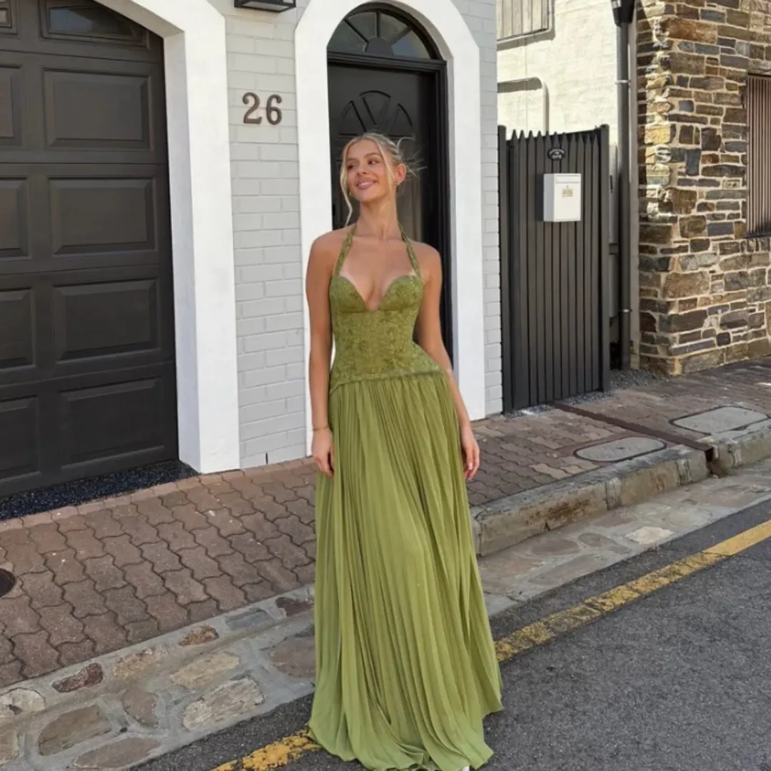 Fenity Gaia Dress In Green Size Medium for rent on The Volte - main image