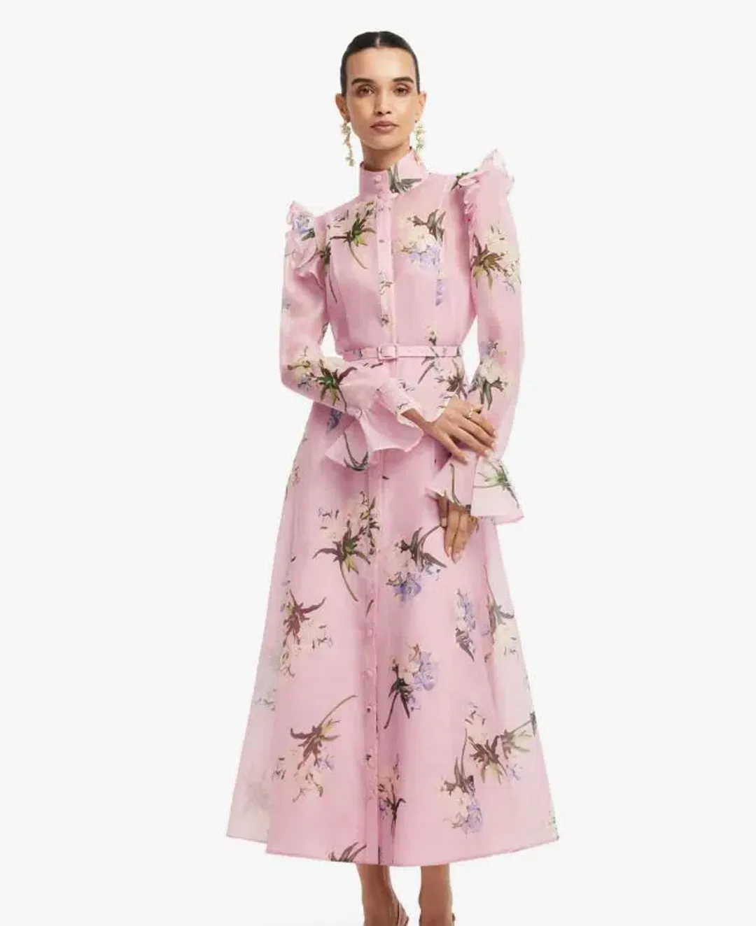 Leo Lin Katrina Butterfly Sleeve Midi Dress size 12 for rent on The Volte - main image