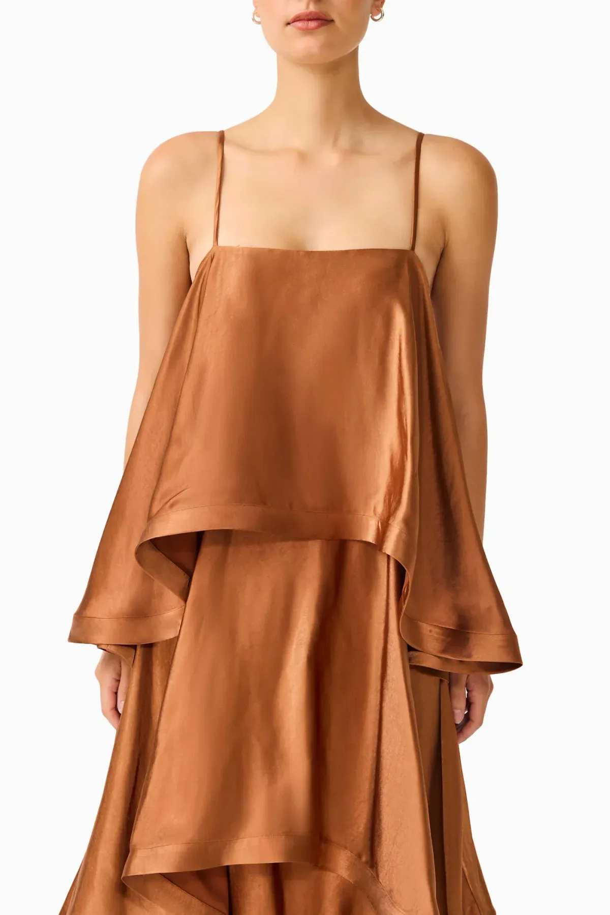 Elliatt Tilly Tiered Maxi dress toffee brown XS(6) - Image 3