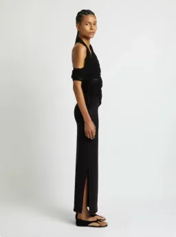 CHRISTOPHER ESBER BLACK VEILED WRAP DRESS - SIZE 10 AU for rent on The Volte - image 2