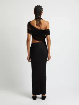 CHRISTOPHER ESBER BLACK VEILED WRAP DRESS - SIZE 10 AU for rent on The Volte - image 3