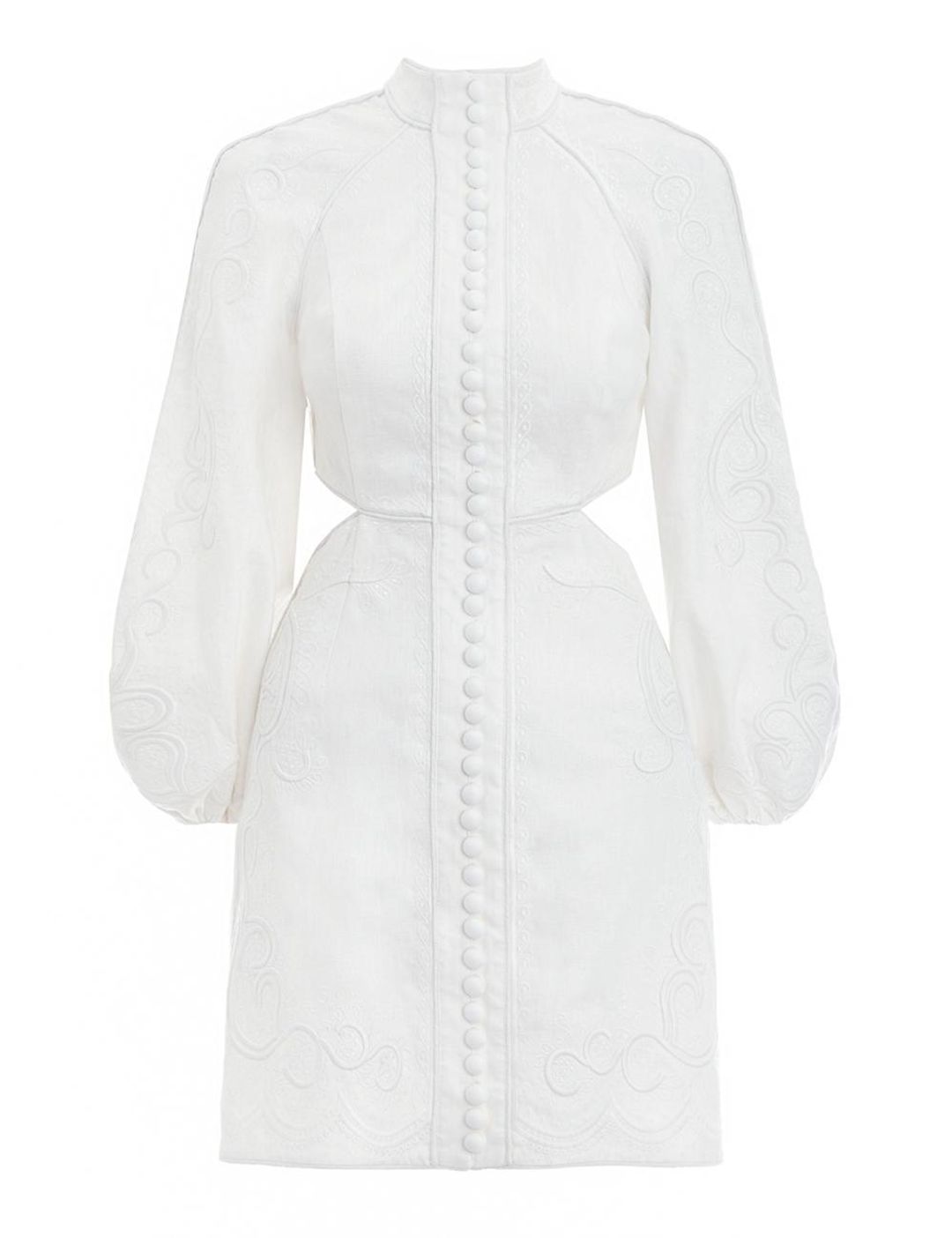 Zimmermann Bonita Corded Short Dress Ivory Size 8 for rent on The Volte - main image