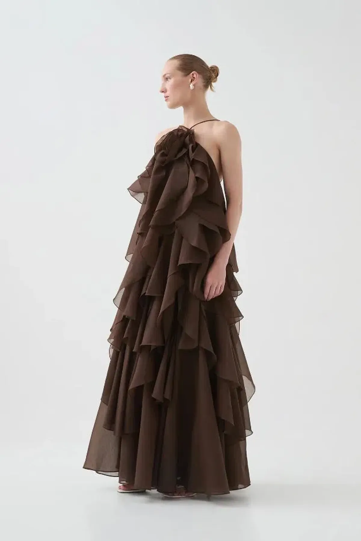 🤎Aje Pandorea Layered Maxi Dress in Carob Chocolate Brown - Size 10 AU 🤎 Tiered Ruffled Maxi Gown - Image 3