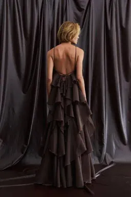 🤎Aje Pandorea Layered Maxi Dress in Carob Chocolate Brown - Size 10 AU 🤎 Tiered Ruffled Maxi Gown for rent on The Volte - image 8