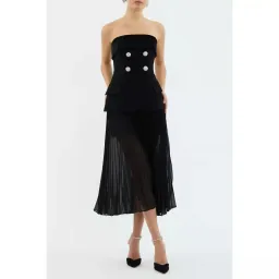 🖤 Rebecca Vallance Celia Midi Dress Size 12 AU - Black Sheer Strapless Gown 🖤 for rent on The Volte - image 1