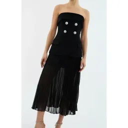 🖤 Rebecca Vallance Celia Midi Dress Size 12 AU - Black Sheer Strapless Gown 🖤 for rent on The Volte - image 4