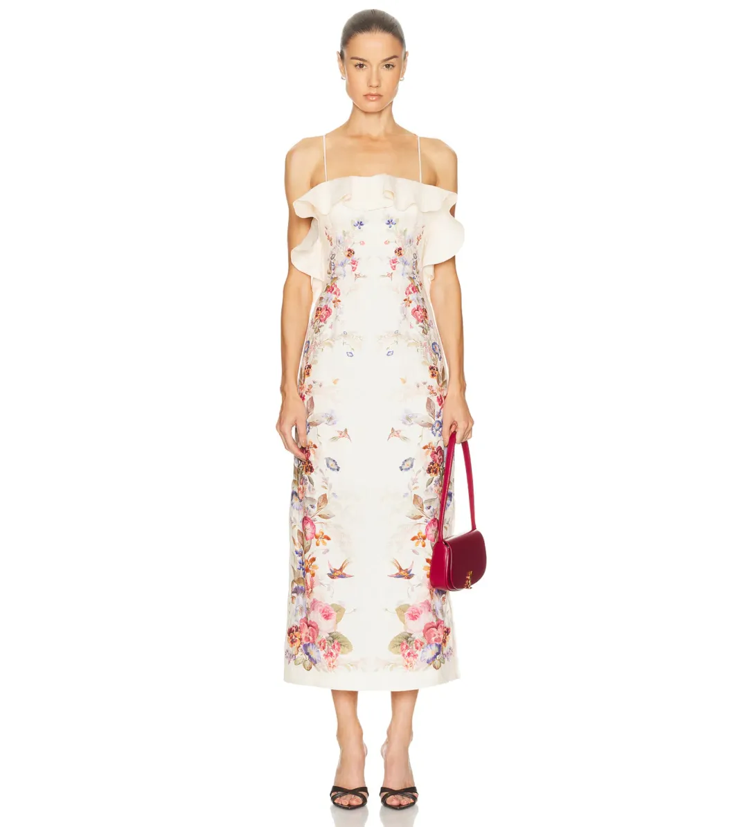 Zimmermann Patience Frill Midi Dress in Vanila Floral Size 2/AU12 for rent on The Volte - main image