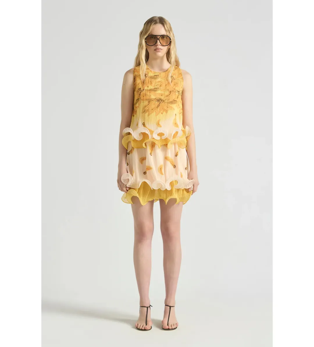 Antipodean Bathers Fluted Pleat Cami and Mini Skirt Set in Banana Size AU12 for rent on The Volte - main image