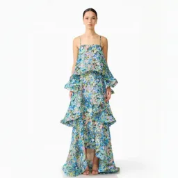 Elliatt Armani Tiered Maxi Dress In Blue Floral Size Medium for rent on The Volte - image 5
