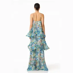 Elliatt Armani Tiered Maxi Dress In Blue Floral Size Medium for rent on The Volte - image 6