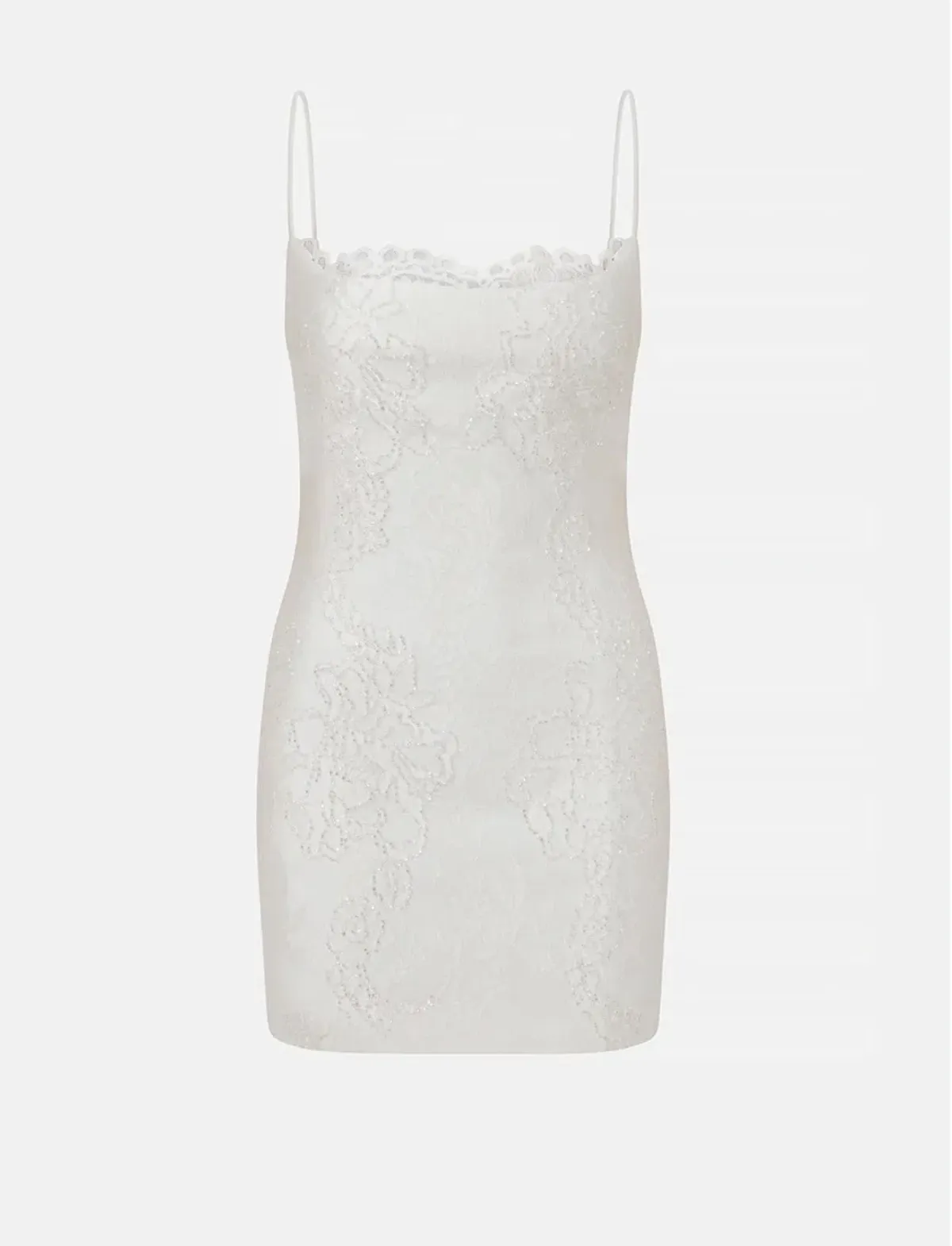 ILA brand LOLA-LACE SPAGHETTI-STRAP MINI DRESS WITH HAND-BEADED EMBELLISHMENTS size 8 white bridal - Image 2