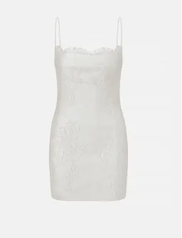 ILA brand LOLA-LACE SPAGHETTI-STRAP MINI DRESS WITH HAND-BEADED EMBELLISHMENTS size 8 white bridal for rent on The Volte - image 2
