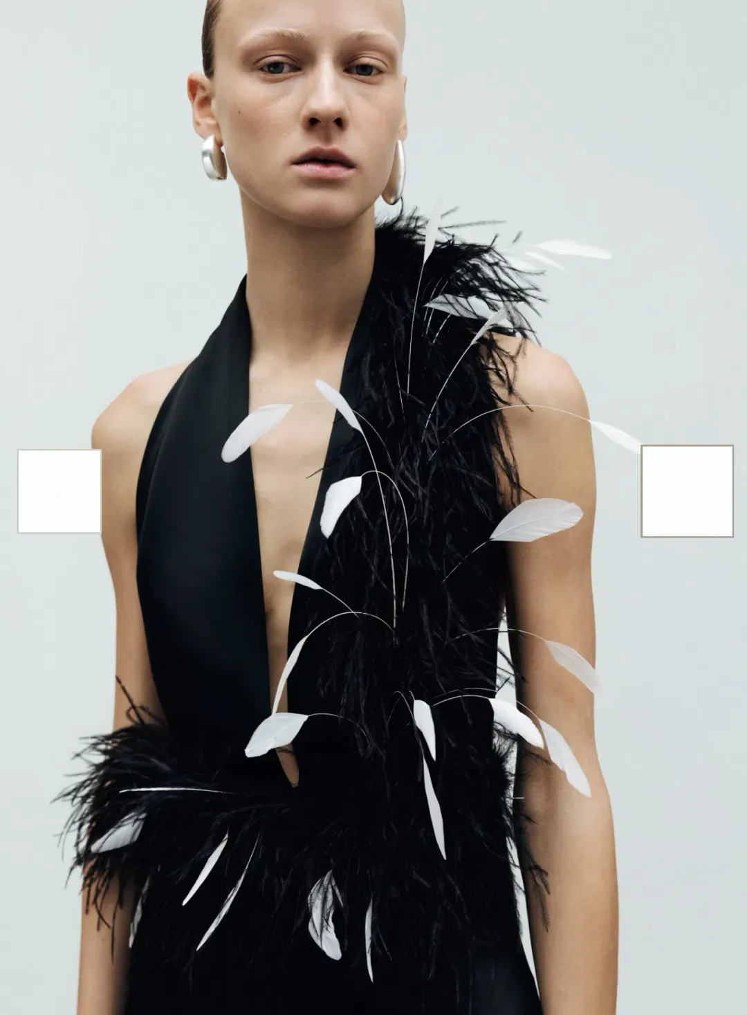 ILA BRAND CAREY-V-NECK FEATHERED MAXI black DRESS size 34 for rent on The Volte - main image