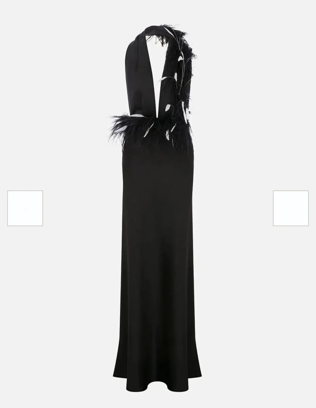 ILA BRAND CAREY-V-NECK FEATHERED MAXI black DRESS size 34 for rent on The Volte - main image