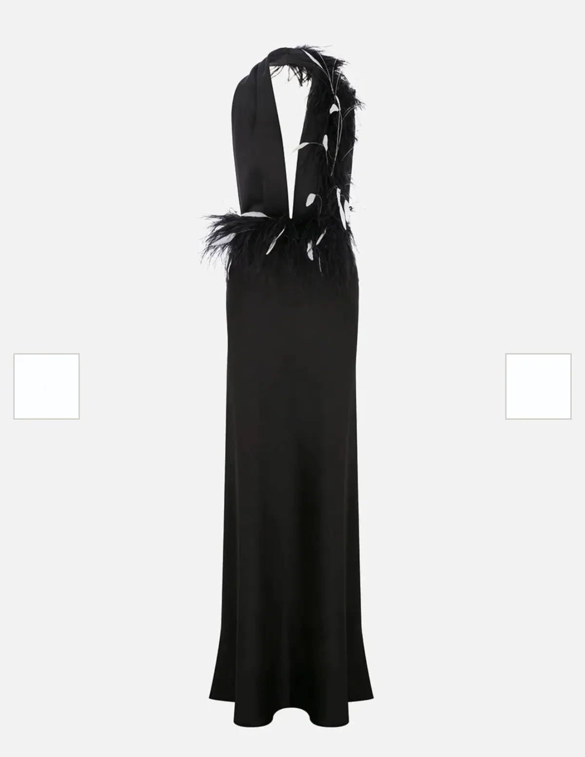ILA BRAND CAREY-V-NECK FEATHERED MAXI black DRESS size 34 - Image 2
