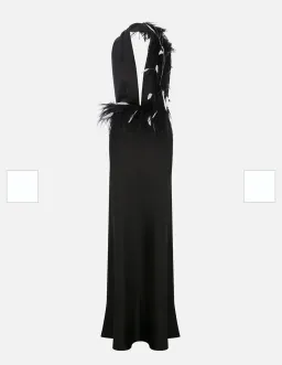ILA BRAND CAREY-V-NECK FEATHERED MAXI black DRESS size 34 for rent on The Volte - image 2