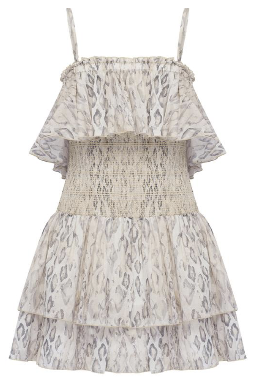 Aje Esme Smocked Mini Dress White Size 6 for rent on The Volte - main image